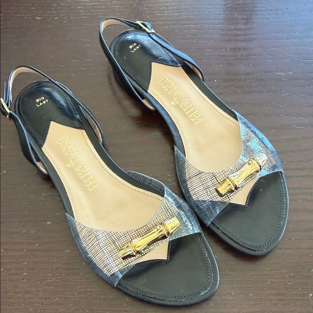 Palter Deliso and Gold Slingback Sandals 39